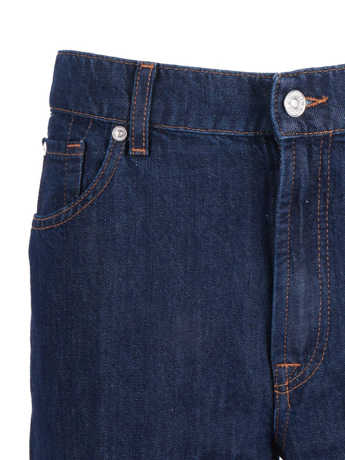 Stovepipe Straight Blue Cotton Linen Jean