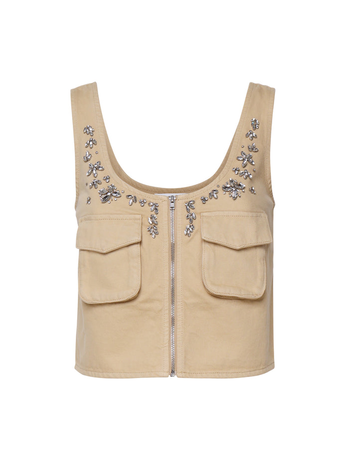 Self-Portrait Top Beige
