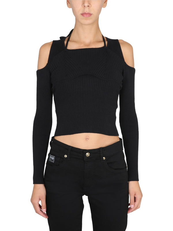 Shirt With Bare Shoulders Black Cotton