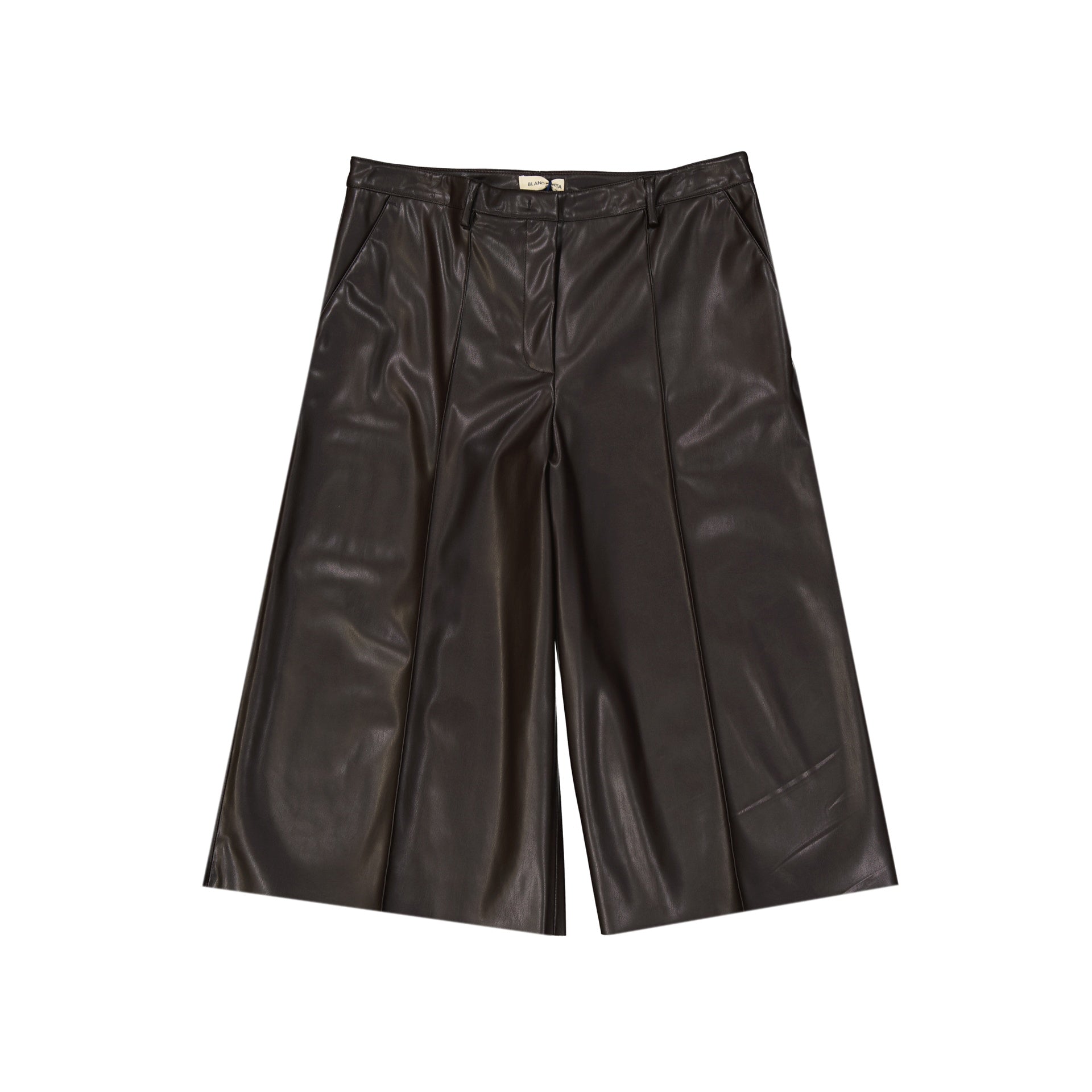 Blanca Vita Faux Leather Shorts Brown Polyurethane
