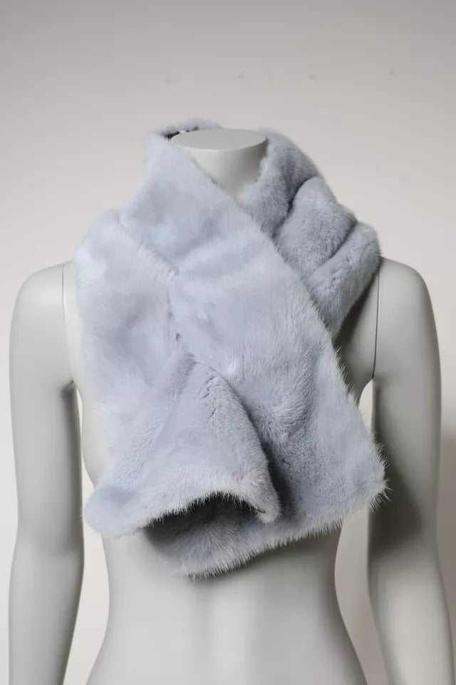 Dolce & Gabbana 100% Mink Fur with 100% Polyester lining shawl in blue
