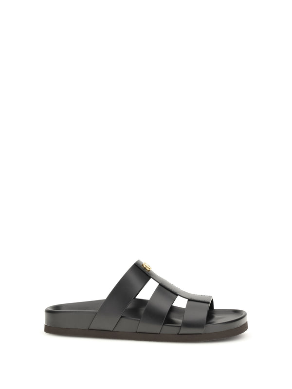 Valentino Garavani 100% calf leather Bos Taurus slide sandal in black