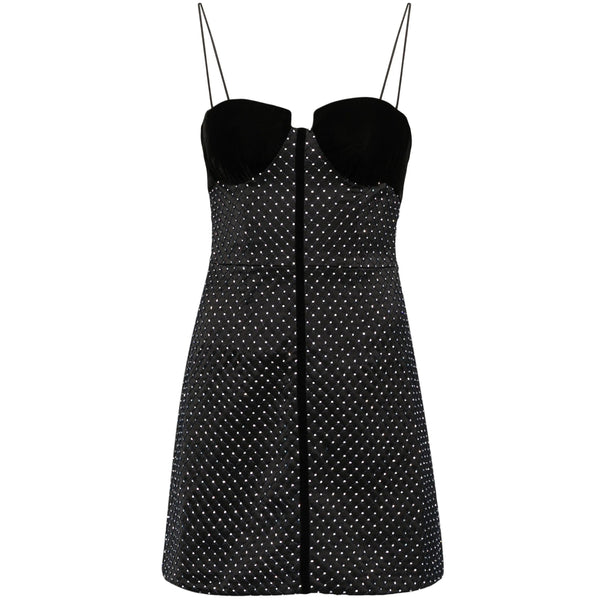 Black Cocktail Dress With Crystal Embellishments Polyester & Party