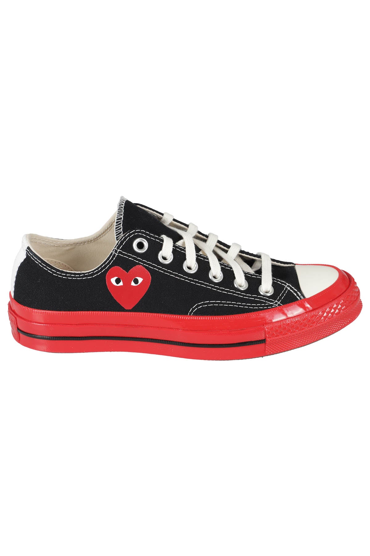 Red Sole Low Top Black Canvas Di Cotone Calzature