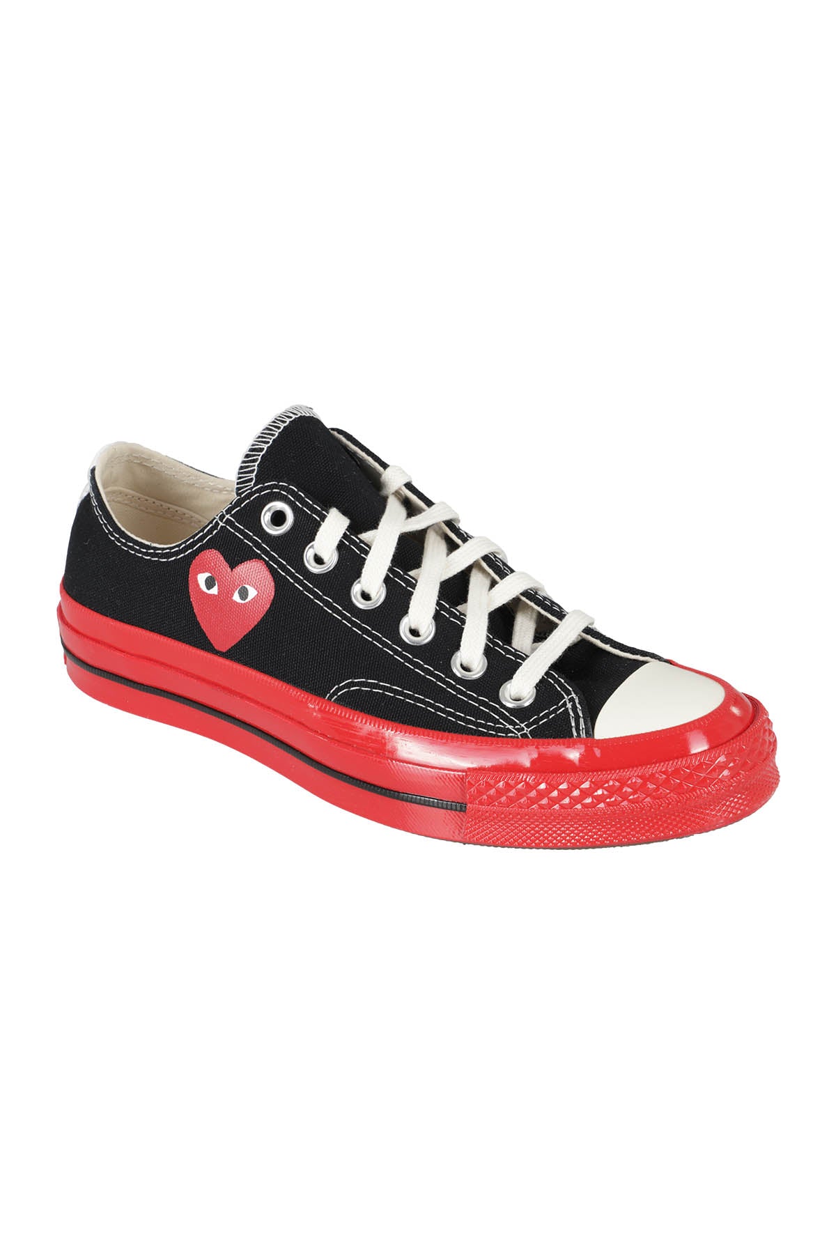 Red Sole Low Top Black Canvas Di Cotone Calzature