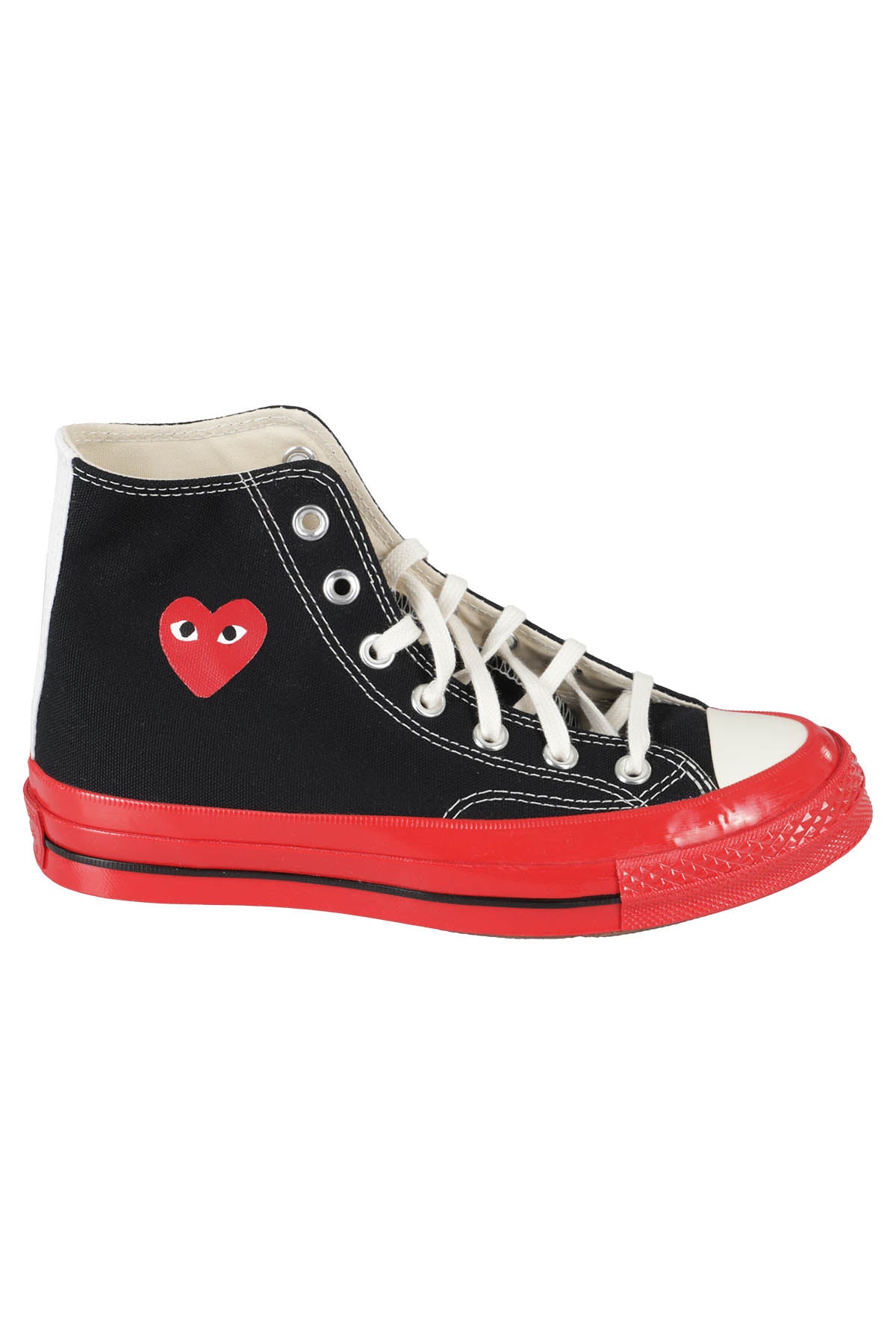 Red Sole High Top Black Canvas Di Cotone Calzature