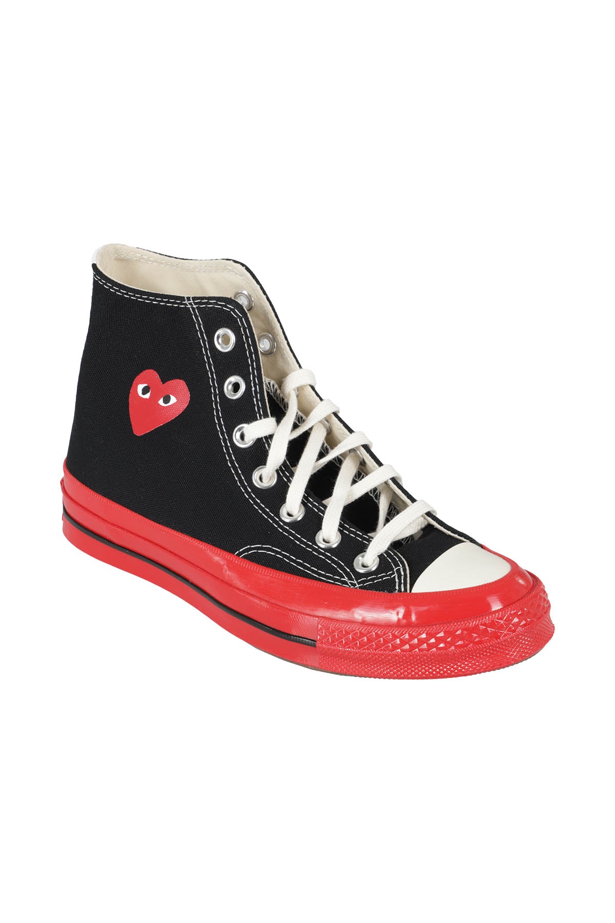 Red Sole High Top Black Canvas Di Cotone Calzature
