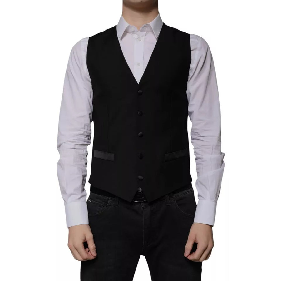 Dolce & Gabbana 87% Virgin Wool 10% Silk 3% Polyester vest in black