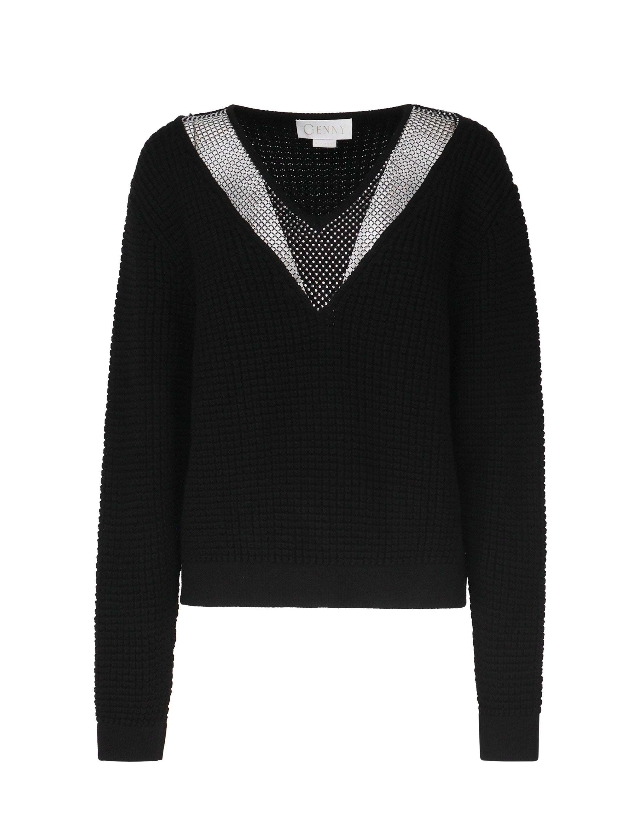 Genny Sweaters Black Tessuto 1:wv - 2:pl