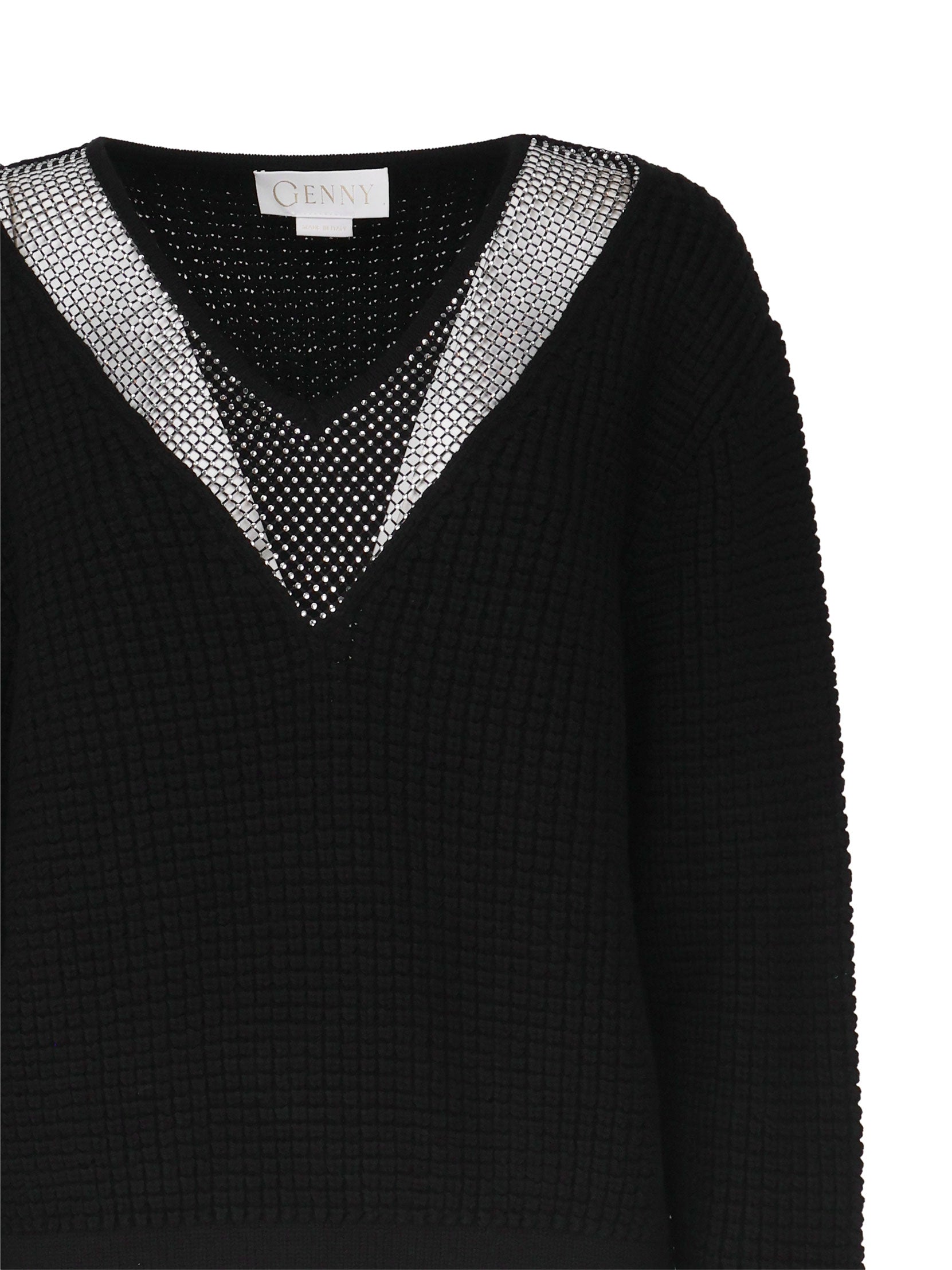 Genny Sweaters Black Tessuto 1:wv - 2:pl
