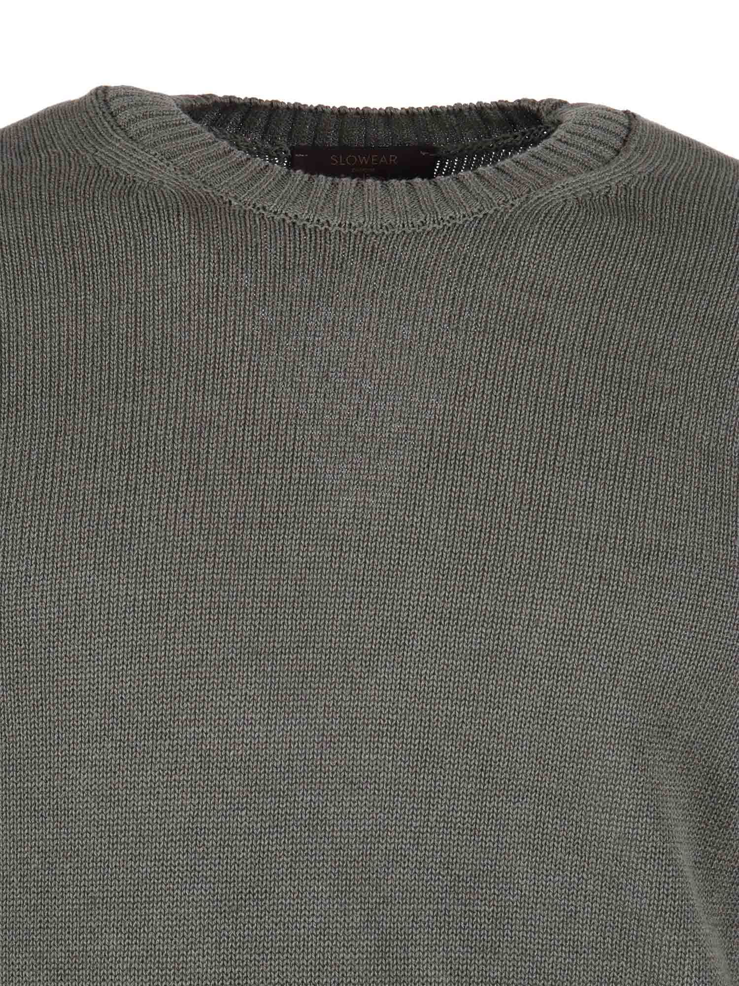 CREW NECK SWEATER Green Linen Cotton Crewneck