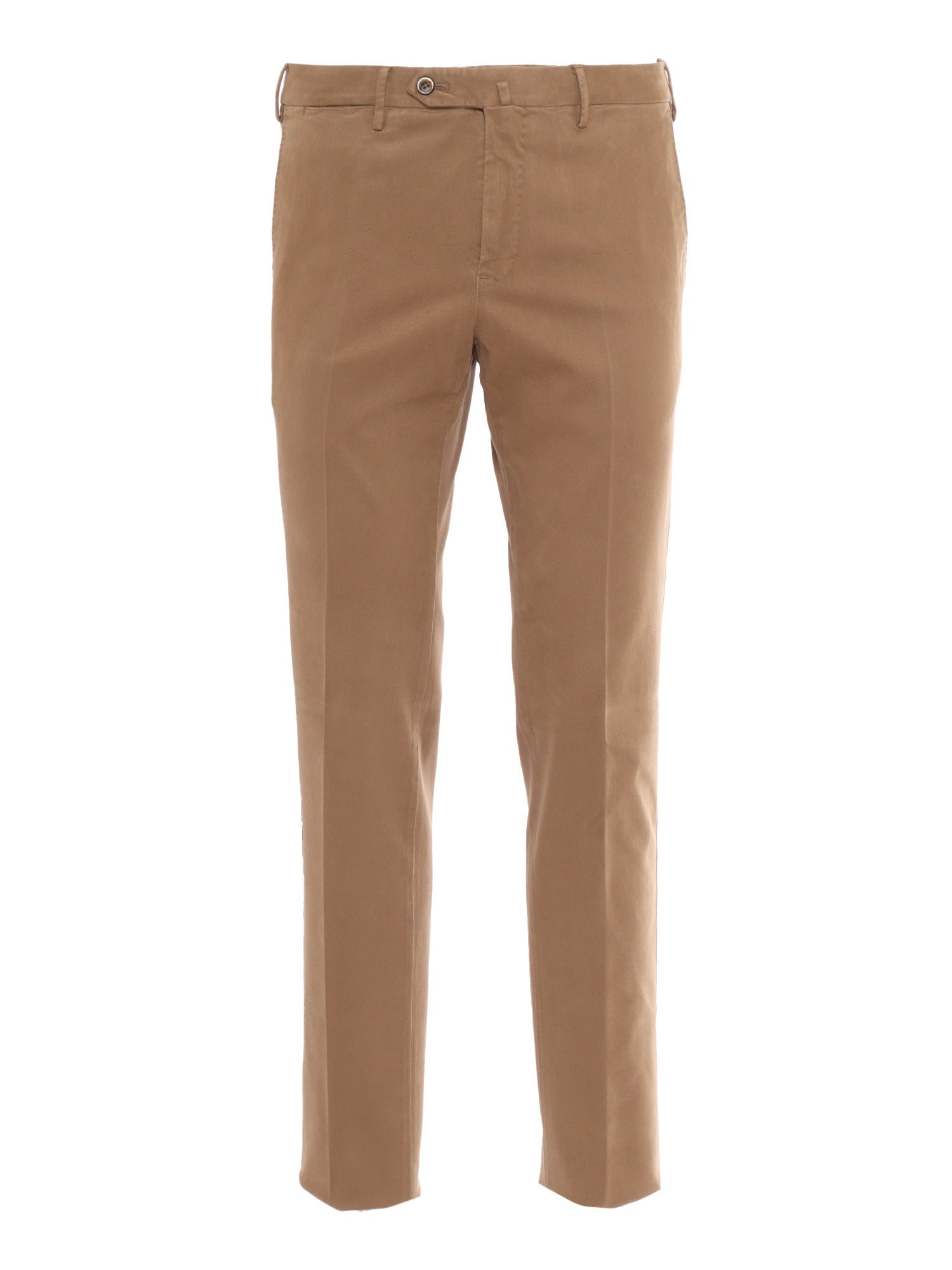 Slim, Flat Front, Diagonal Pockets Camel Modal Cotton Elastane Pant