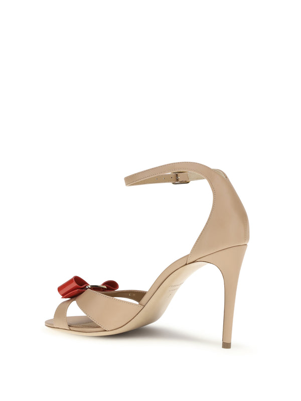 Sandals Vara Bow Calf Leather Amar/natural Silk