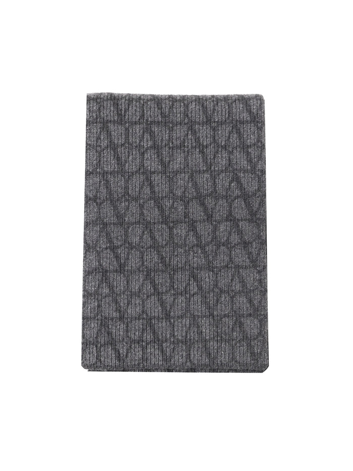 Valentino Garavani Scarfs St. Toile Iconograph Antracite Virgin Wool