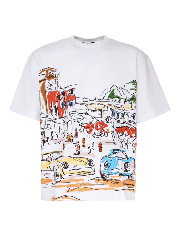 Jacquemus T-Shirts And Polos Print Capri Cars White Principal:coton