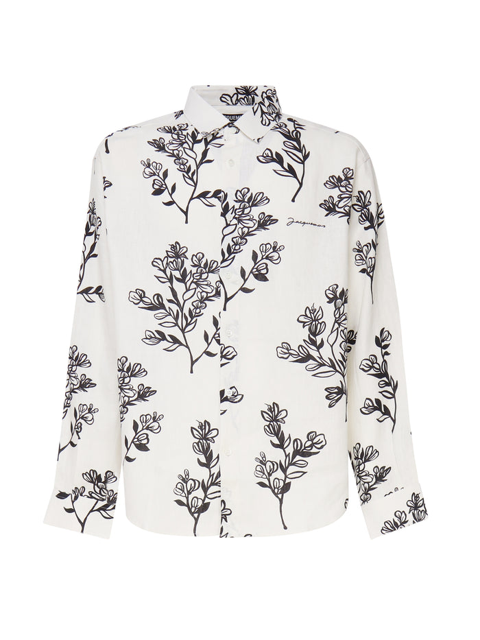 Jacquemus Shirts Print Black Flowers Principal:linen