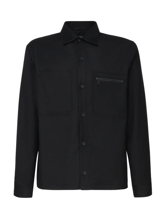 Zegna Shirts Black Wool