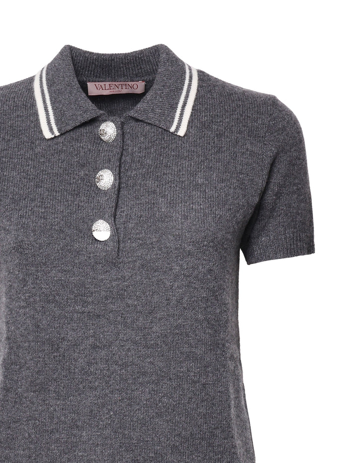 Valentino Garavani T-Shirts And Polos Grigio Scuro Melange Virgin Wool