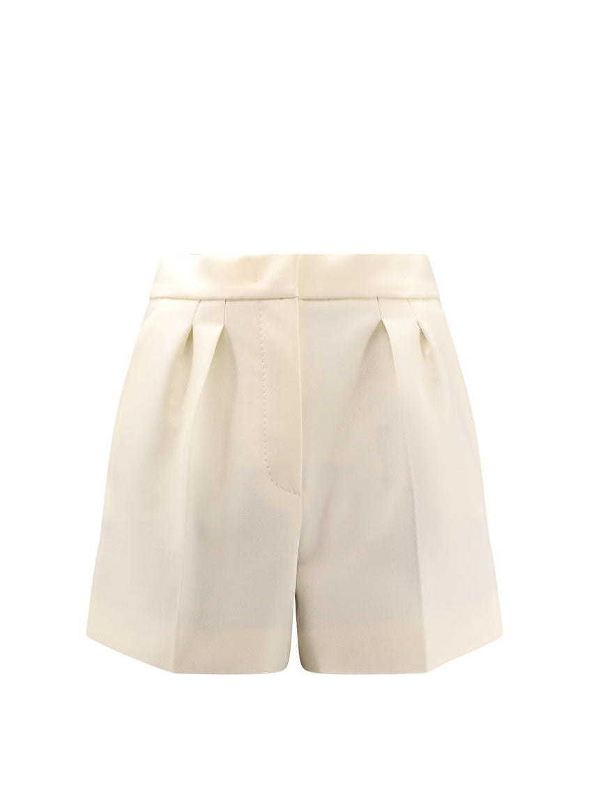 Max Mara Shorts White Lana Vergine Elastan