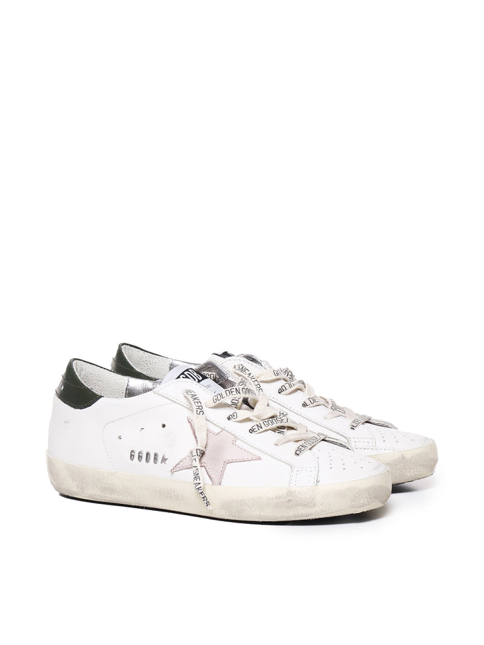 Golden Goose Sneakers White Light Pink Dark Green Cow Leather
