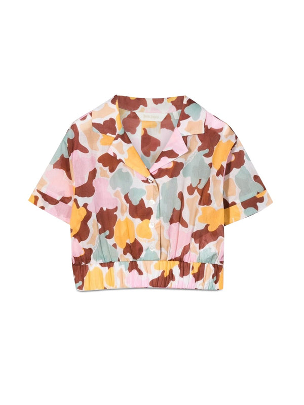 Cropped Shirt Aop Camu Multicolour Cotton T-shirts