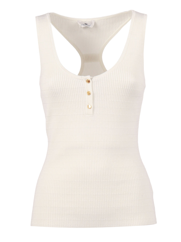 Womans Knitted Top White Lyocell Polyamide Silk