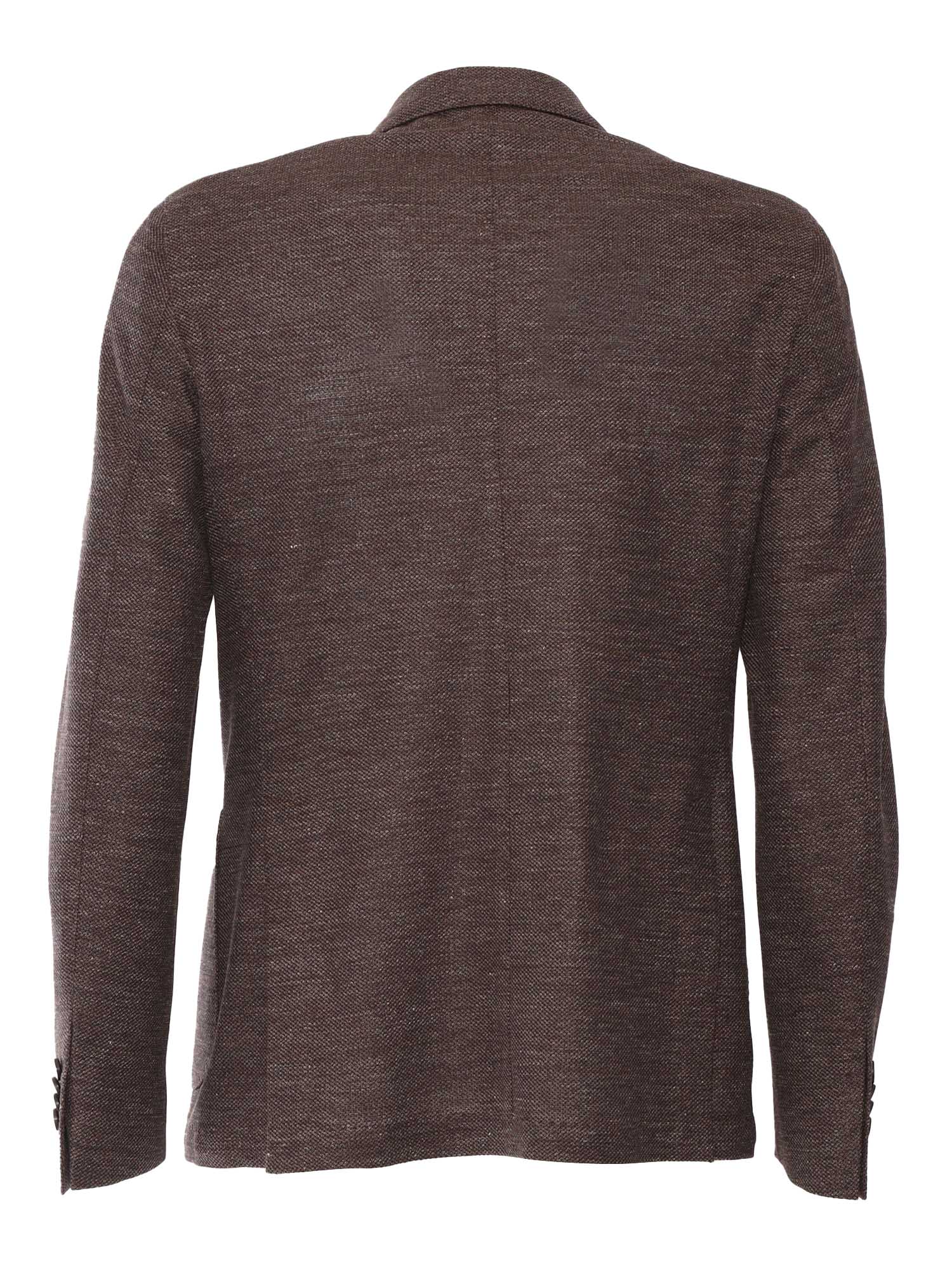 Jacket Brown Linen Cotton Single Breasted