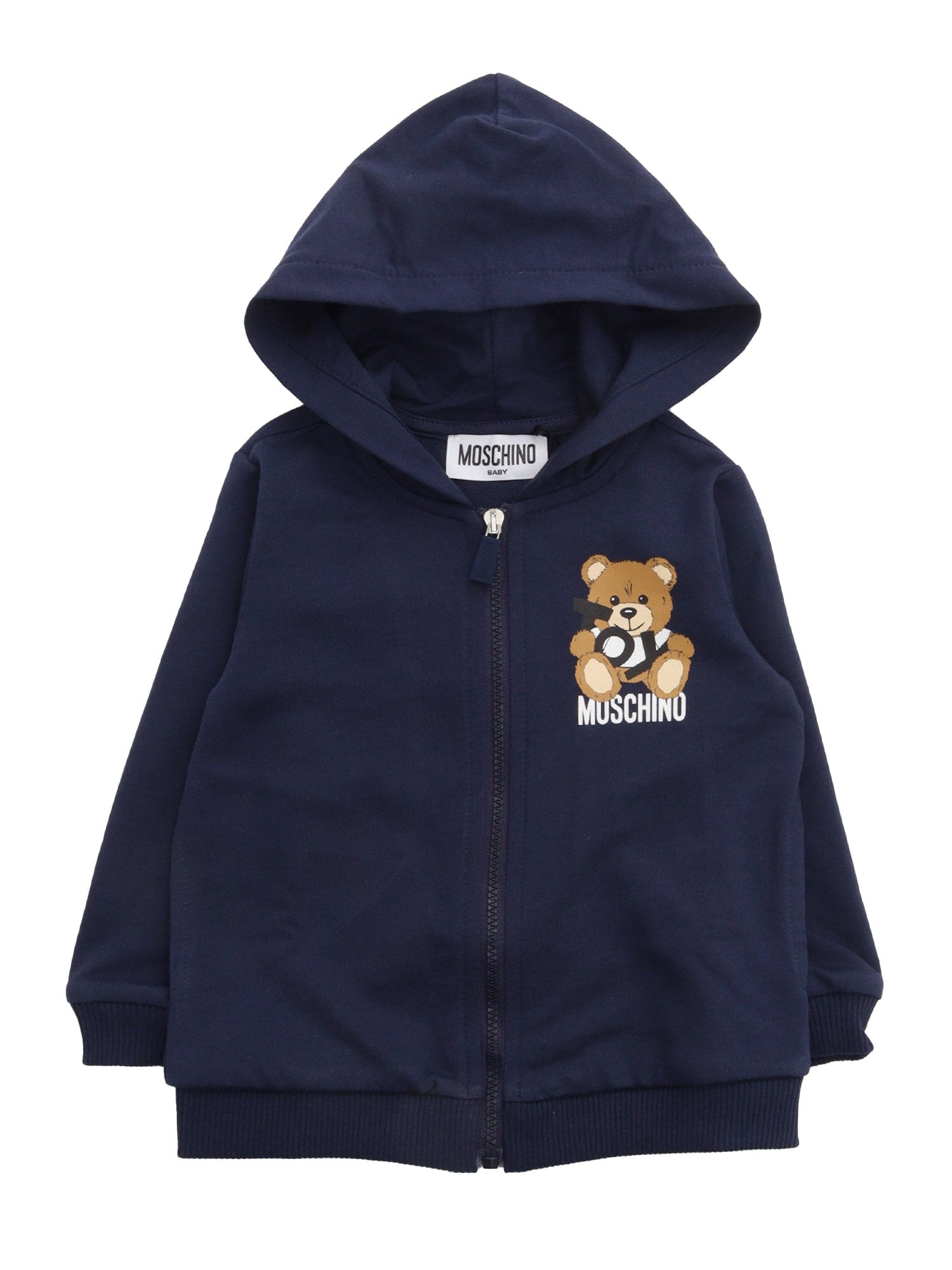 ZIPPED HOODIE Blue Cotton Sweatshirt