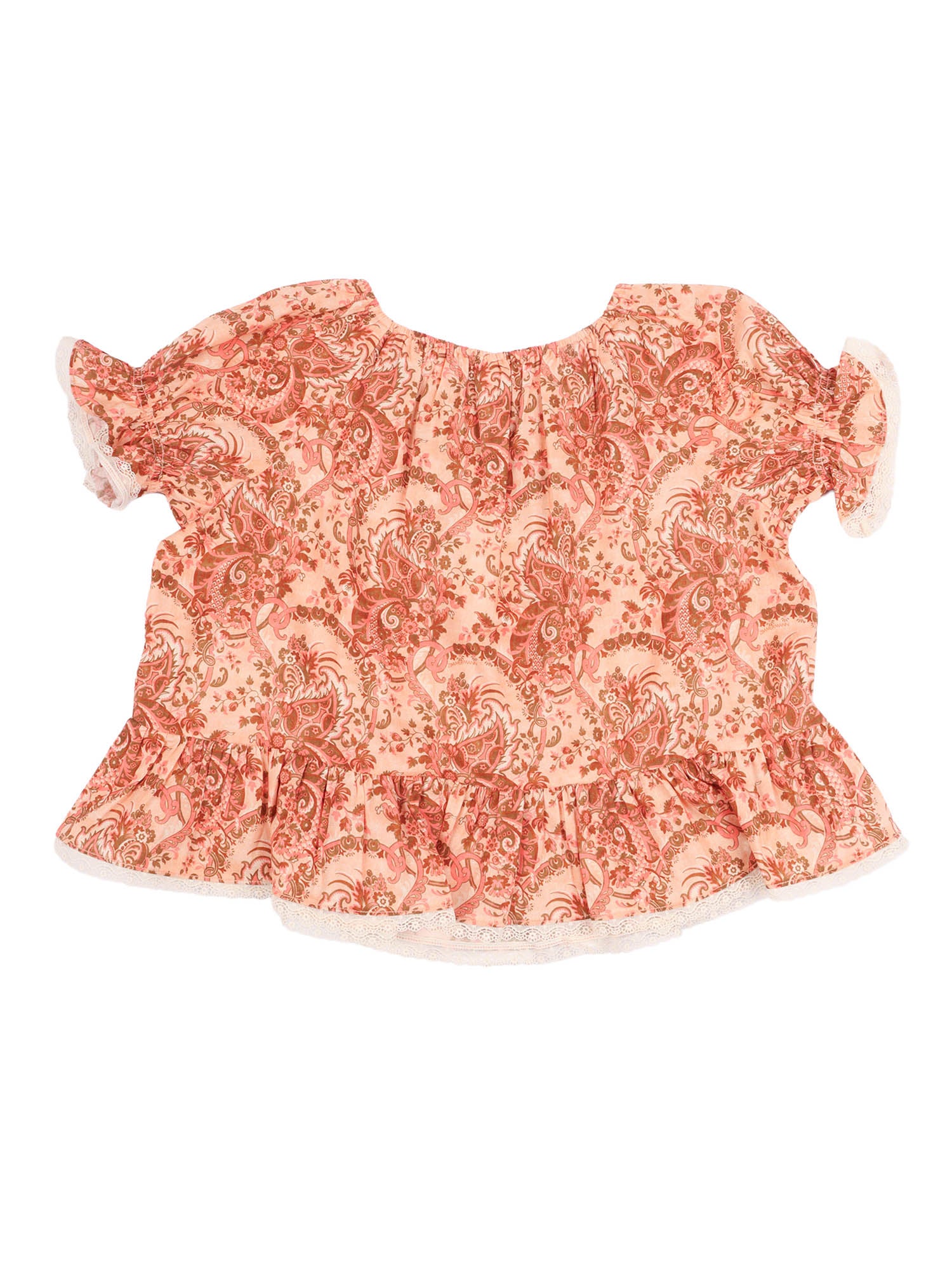 Aster Kids Frill Sleeve Top Pink Cotton
