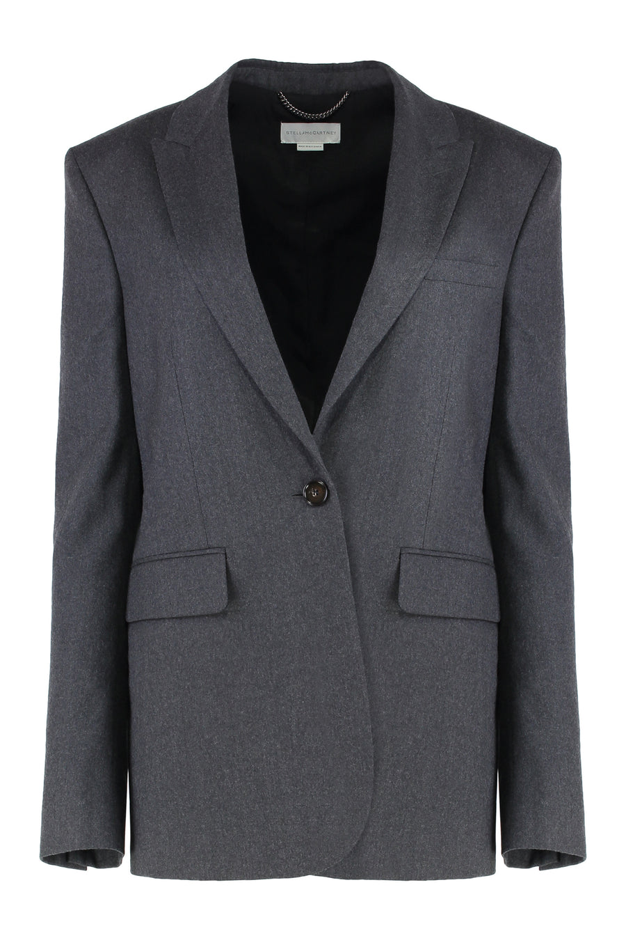 Single-Breasted One-Button Wool Jacket Ash Grey Blazers