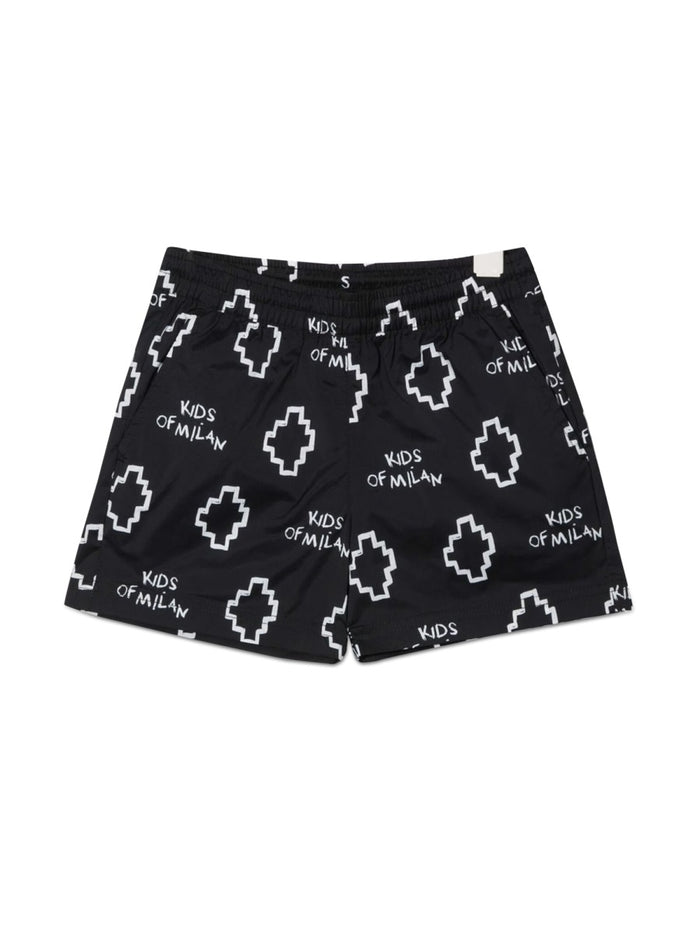 Basic Logo Aop Beachwear Shor Black Polyester Swimwear