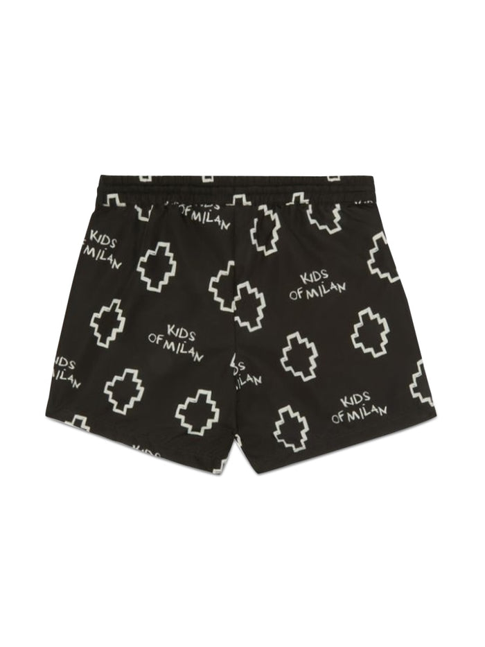 Basic Logo Aop Beachwear Shor Black Polyester Swimwear