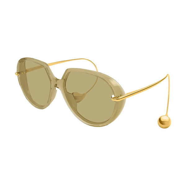 Bottega Veneta Sunglasses Square Full Rim, Shiny Transparent Yellow-Gold Frame And Brown Lens Bv1436s004