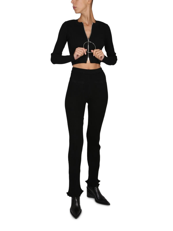Flare Leggings Black Cotton Trousers