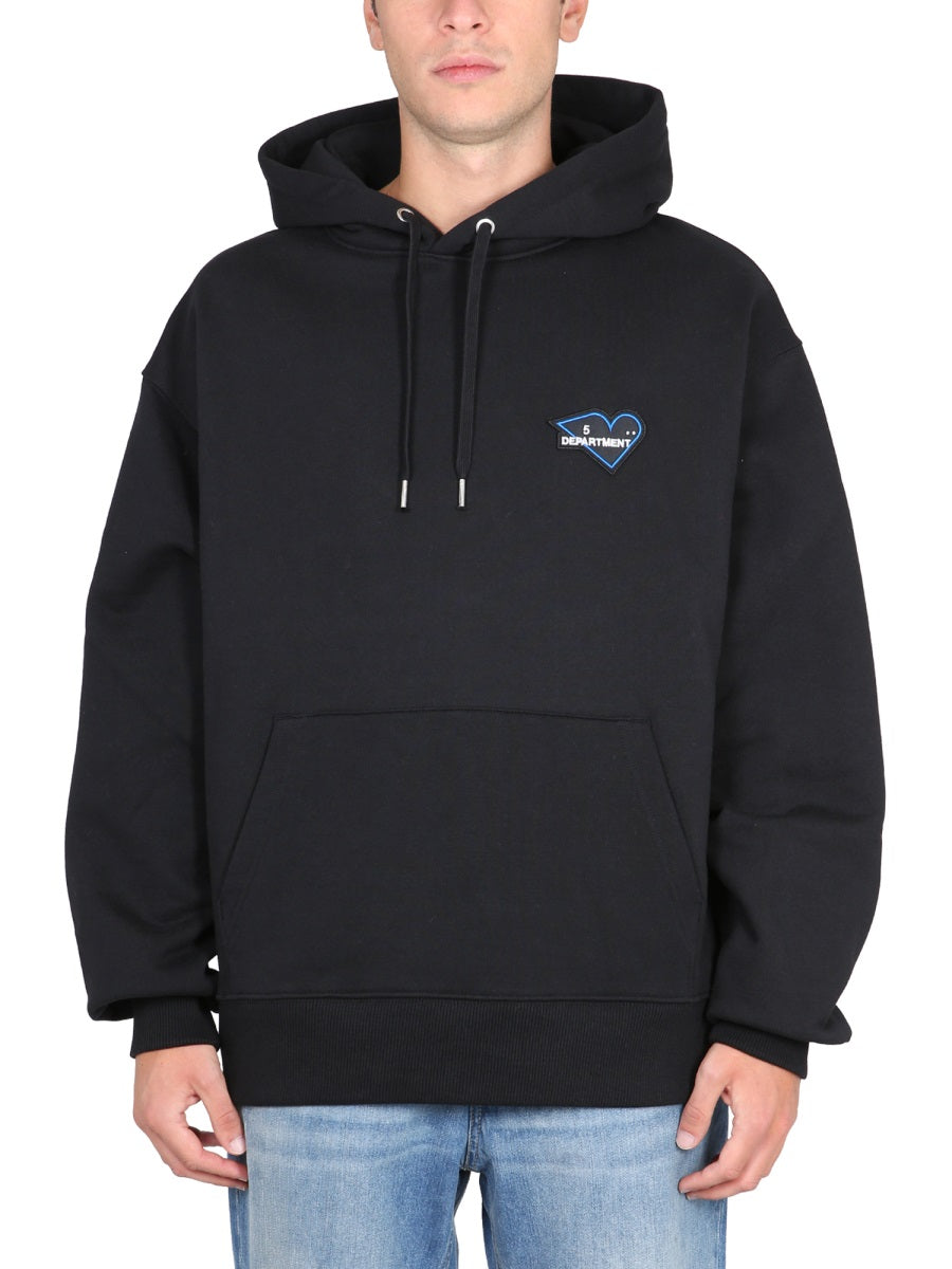 Black Sweatshirt With Drawstring Hood Cotton Sweatshirts