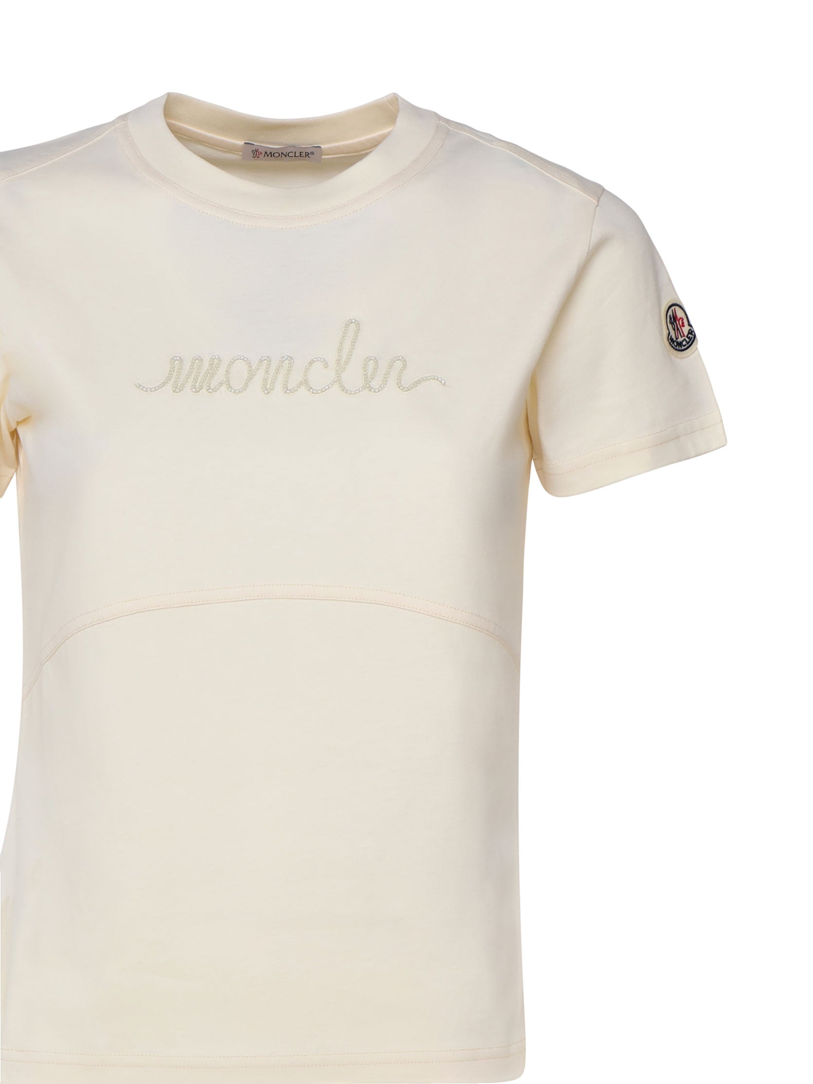Moncler T-shirts and Polos White Base Fabric: Cotton