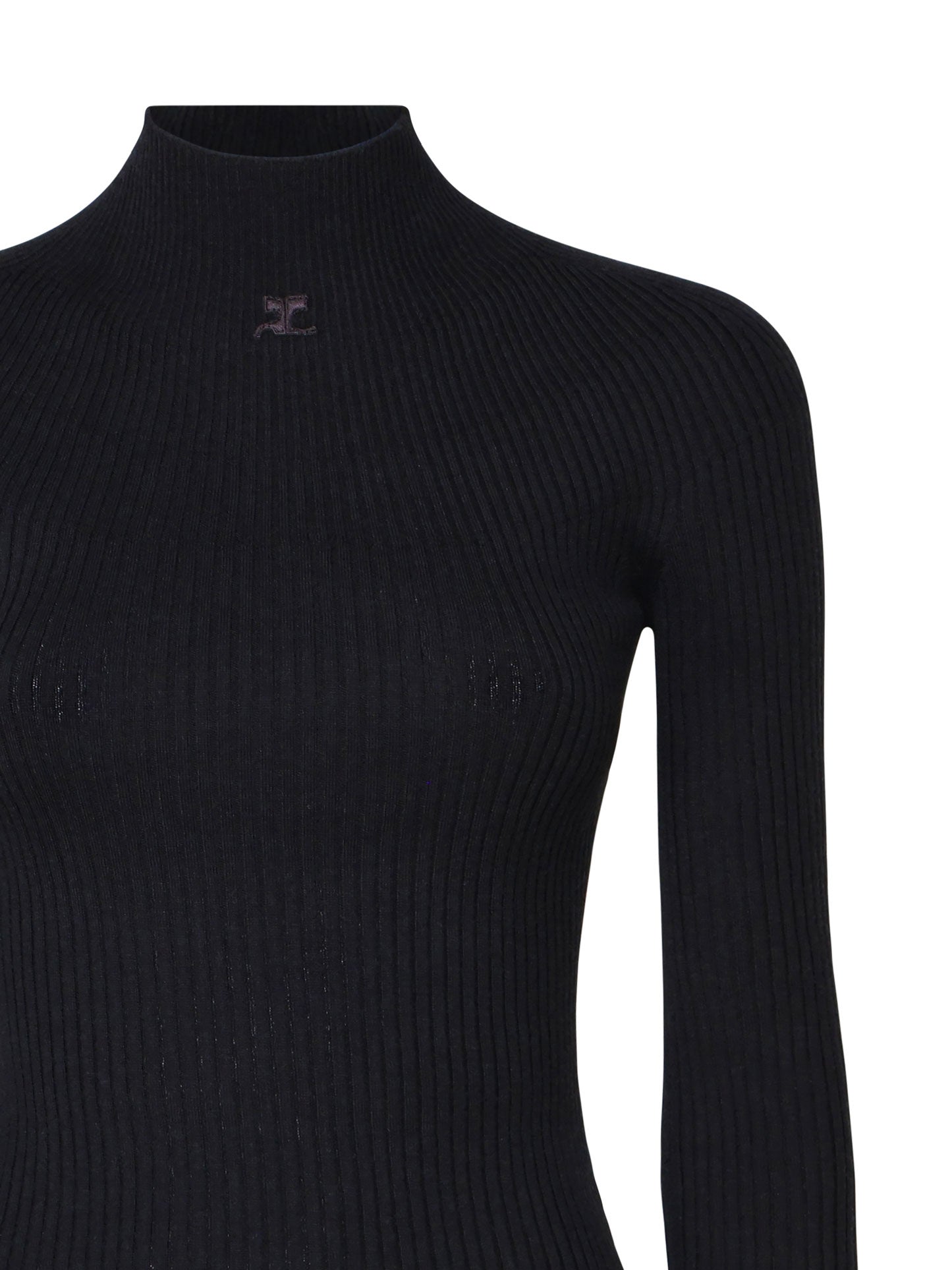 Courreges Sweaters Black Cotton Wool