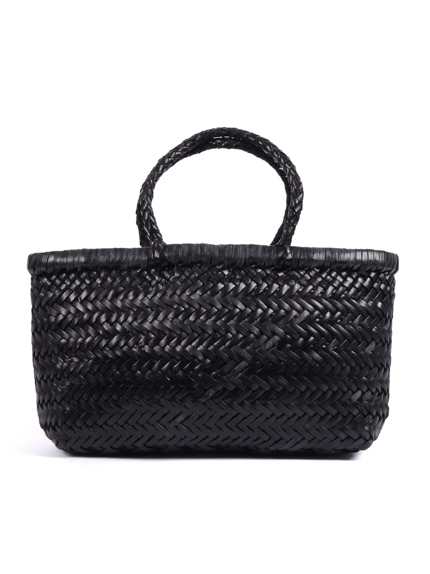 MINI FLAT GORA BASKET Black Calf Leather Handbag