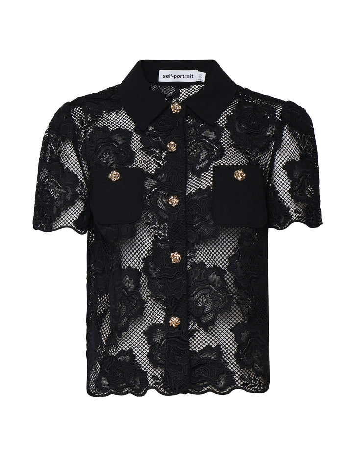 Self-Portrait Shirts Black Fabric