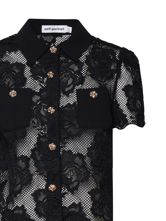 Self-Portrait Shirts Black Fabric