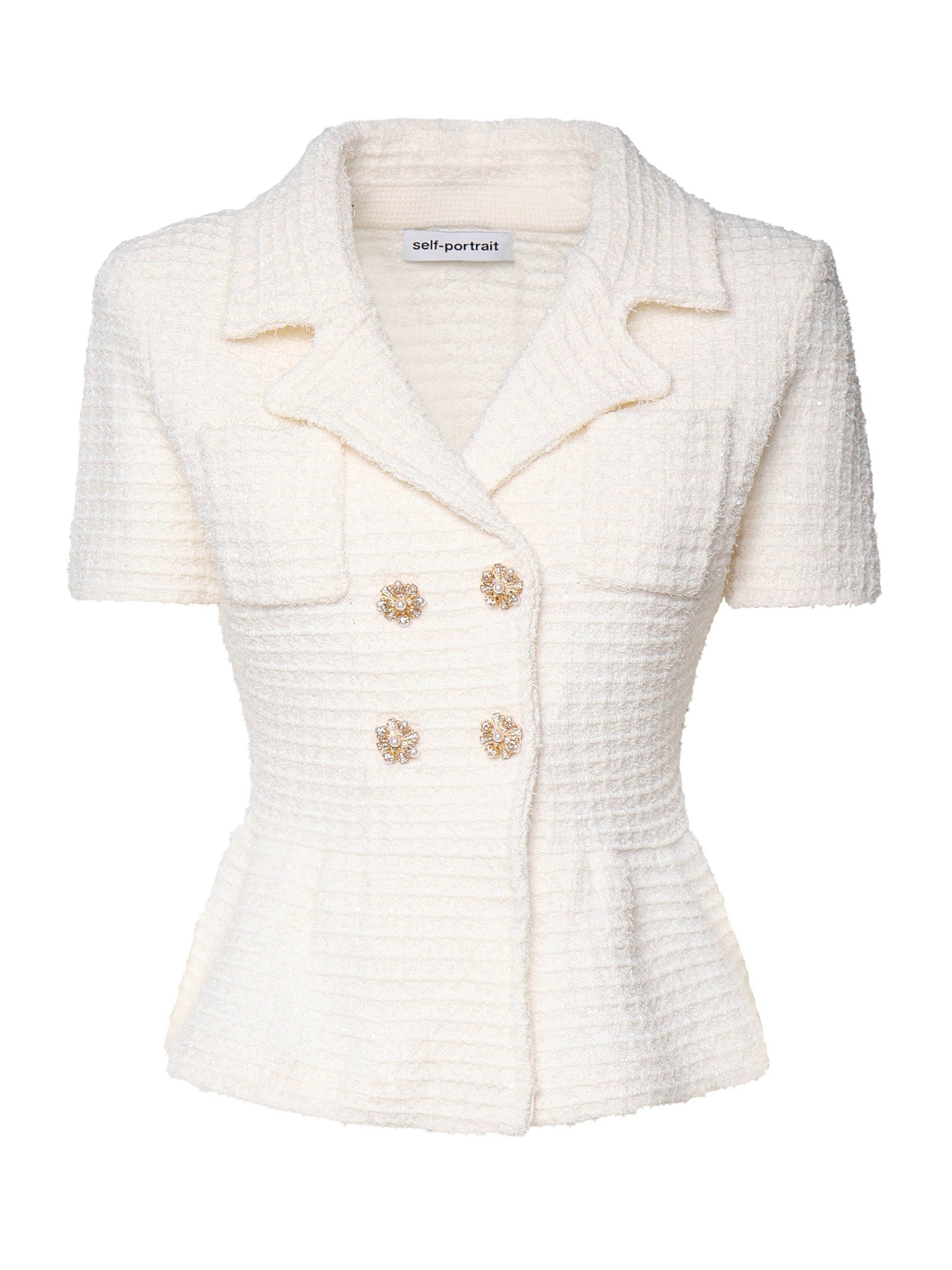 Self-Portrait Jackets White Fabric