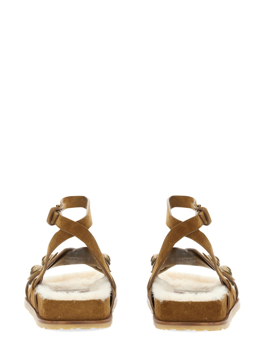 Crown Me Sandal Beige Leather