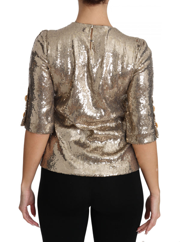 Dolce & Gabbana 90% Polyester blouse in gold