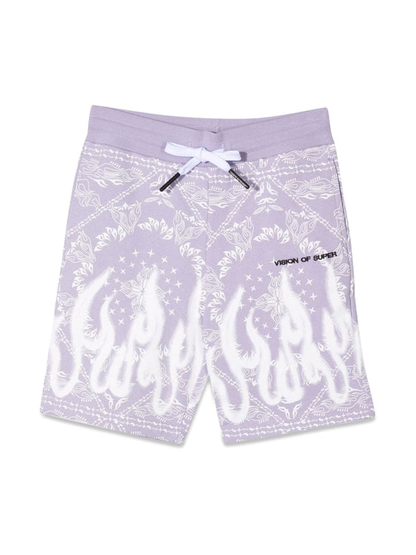 Shorts Kids Bandana-Print Lilac Cotton