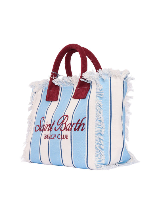 Colette-Sb Beach Stripes 3345 Emb Light Blue Cotton Handbag
