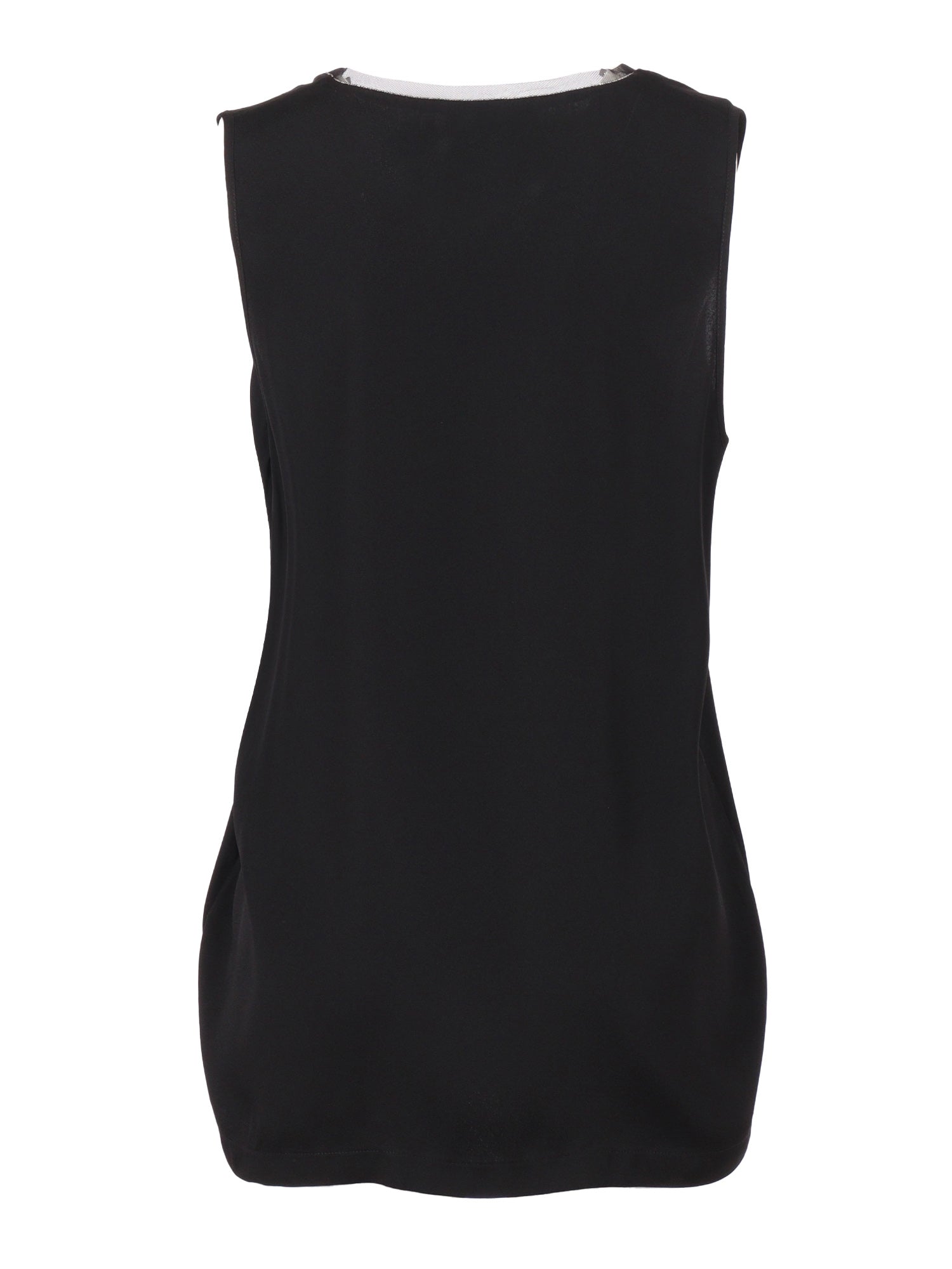 Enver Satin Front Back Top With Filo Diamante Detail Black Acetate Viscose