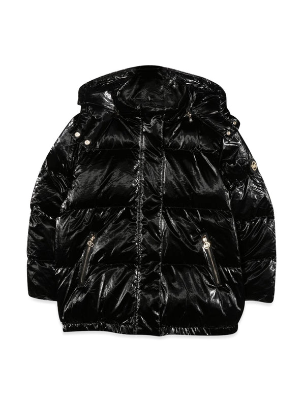 Down Jacket With Hood Black Polyamide - Polyester