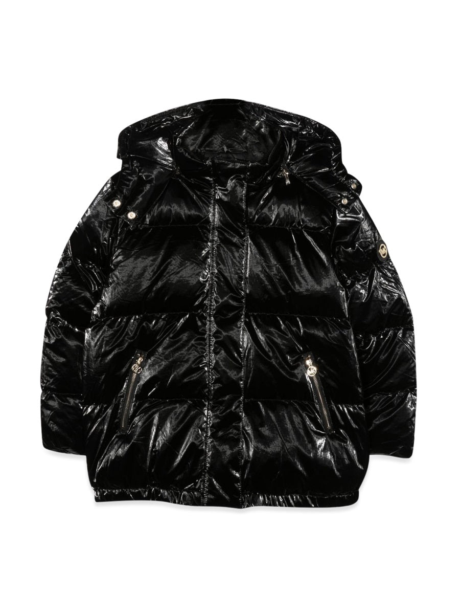 Down Jacket With Hood Black Polyamide - Polyester