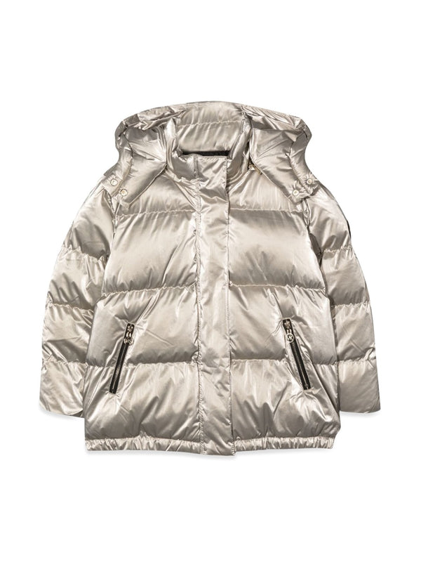 Down Jacket Hooded Gold Polyamide - Polyester