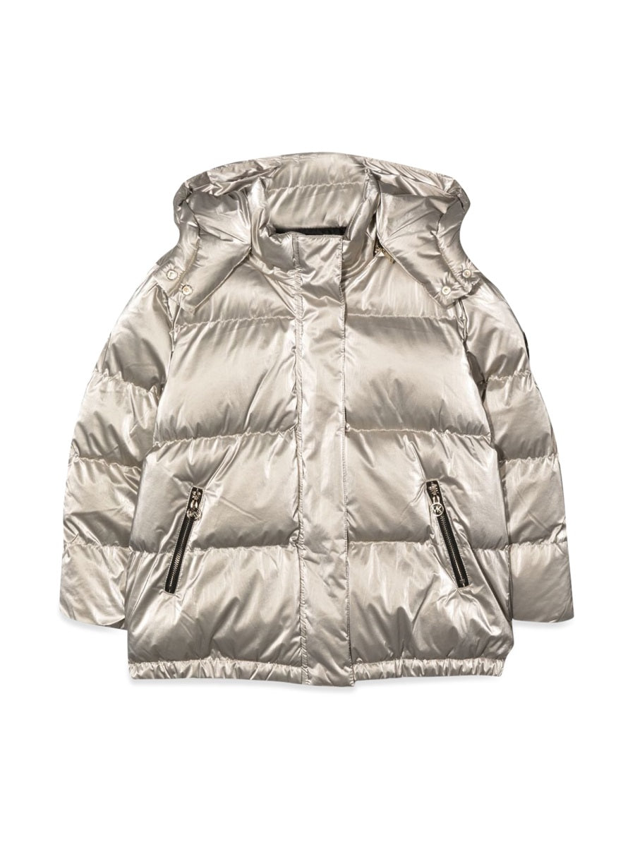 Down Jacket Hooded Gold Polyamide - Polyester